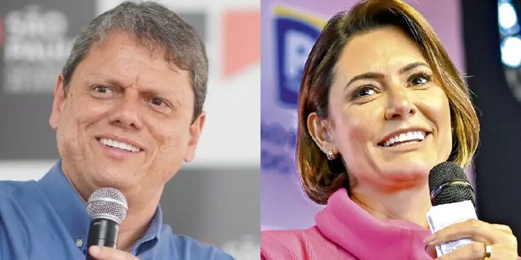 Derrota de Flávio Bolsonaro abre disputa na direita; Tarcísio e Michelle ganham espaço para 2030 1 GAZETA MERCANTIL Michelle E Tarcísio - Gazeta Mercantil