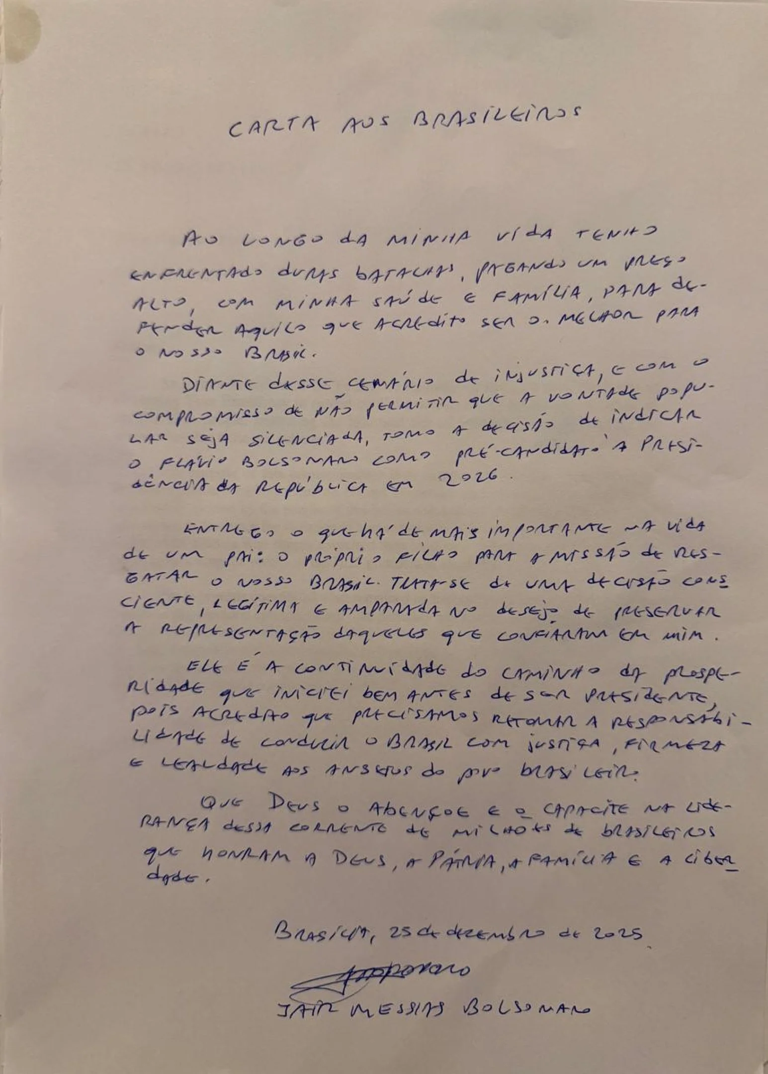 Carta Escrita Por Bolsonaro Quando Ainda Estava Preso Na Pf, Dias Antes Da Cirurgia