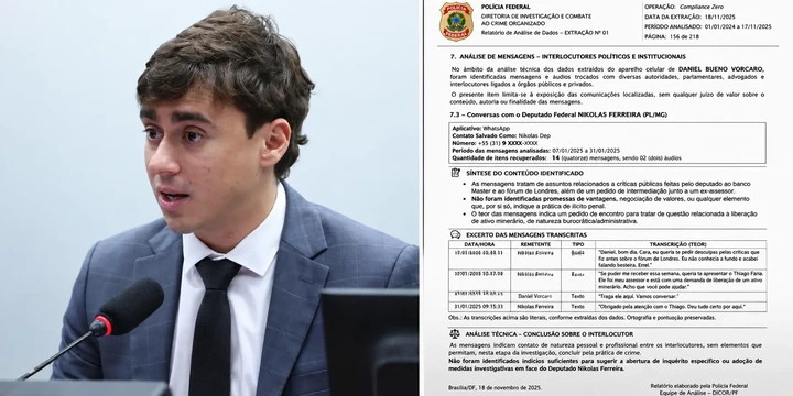 Nikolas compartilha documento falso atribuído à PF após áudios com Vorcaro 1 GAZETA MERCANTIL - Nikolas Ferreira/Foto: Kayo Magalhães / Câmara Dos Deputados/Reprodução/Instagram